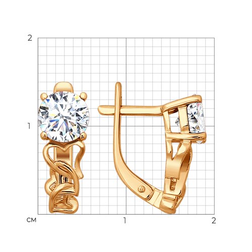 Серьги из золочёного серебра с фианитами из серебро — вид 4