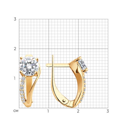 Серьги из золочёного серебра с фианитами из серебро — вид 2