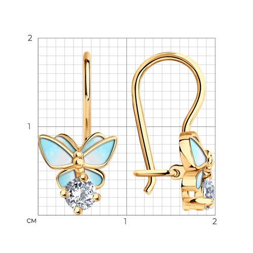 Серьги из серебра с эмалью и фианитами из серебро — вид 3