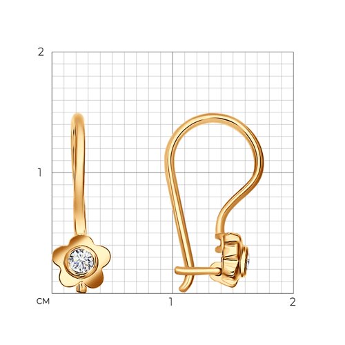 Серьги из золочёного серебра с фианитами из серебро — вид 3