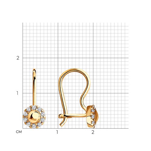 Серьги из золочёного серебра с фианитами из золочение розовое — вид 3