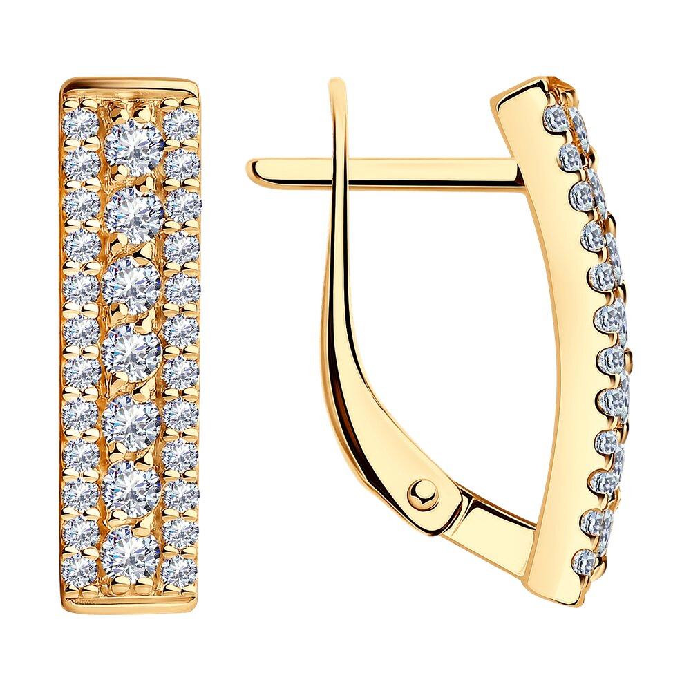 Серьги из золочёного серебра с фианитами - видео на модели