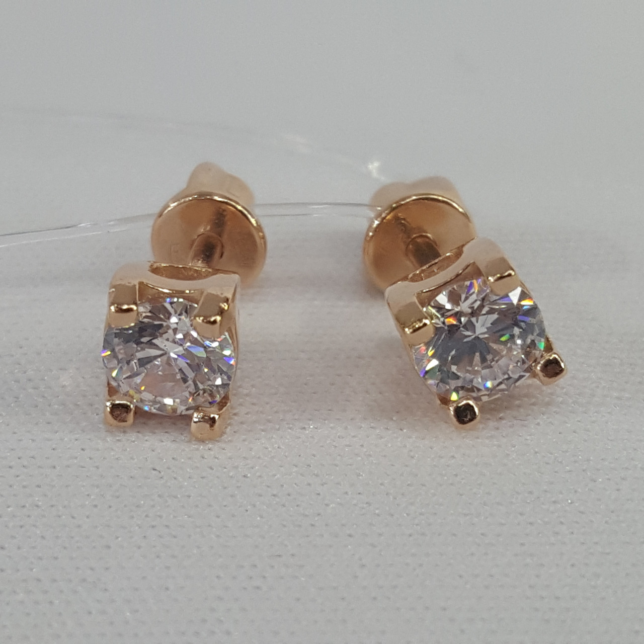 Серьги-пусеты из золочёного серебра с фианитами - видео на модели