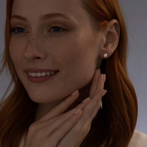 Серьги-пусеты из золочёного серебра с фианитами из серебро — вид 3