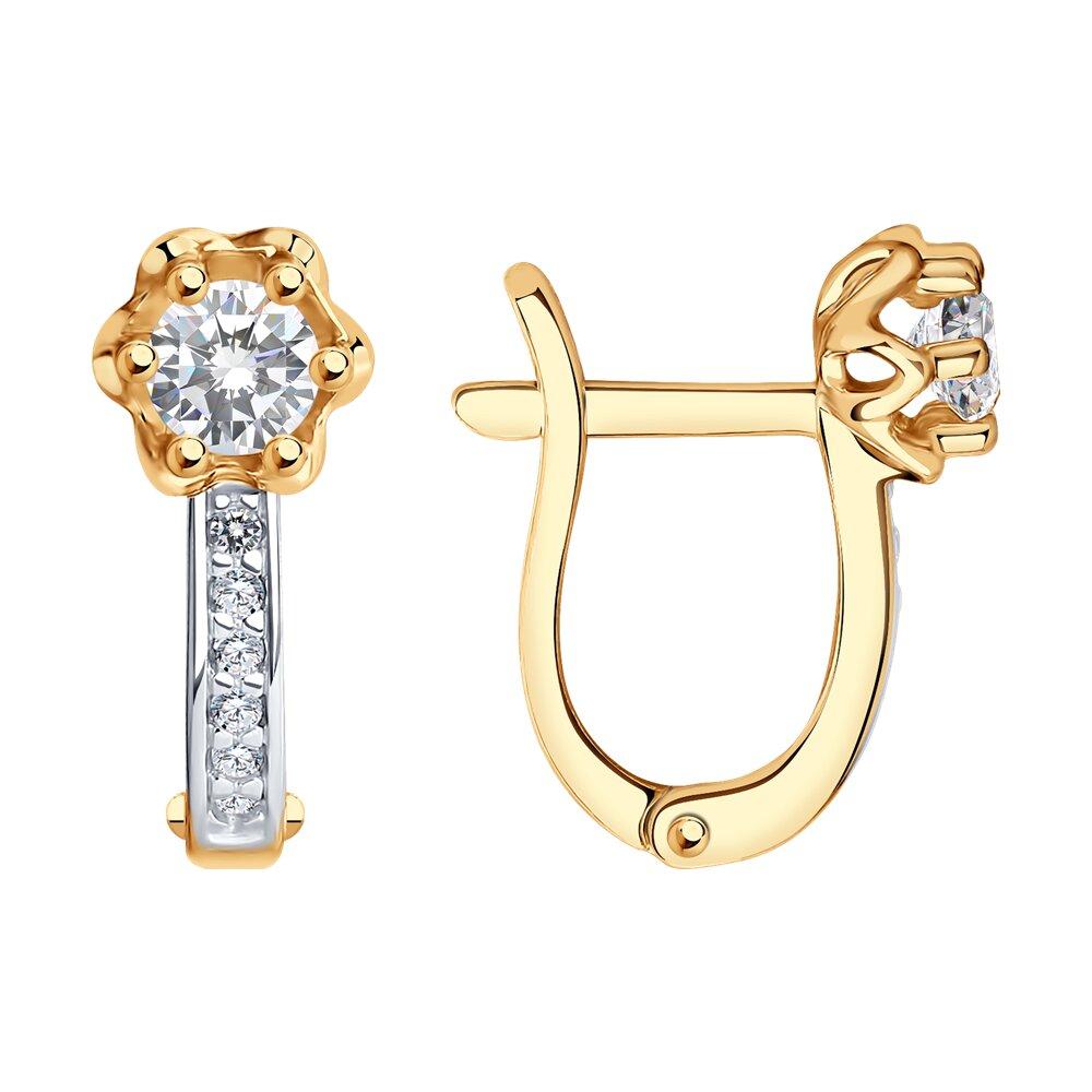 Серьги из золочёного серебра с фианитами - видео на модели