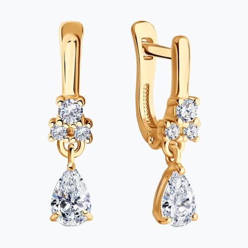 Серьги из золочёного серебра с фианитами из серебро — вид 2