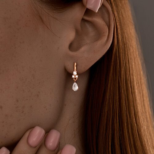 Серьги из золочёного серебра с фианитами из серебро — вид 3