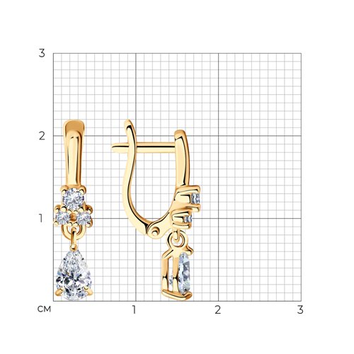 Серьги из золочёного серебра с фианитами из серебро — вид 5