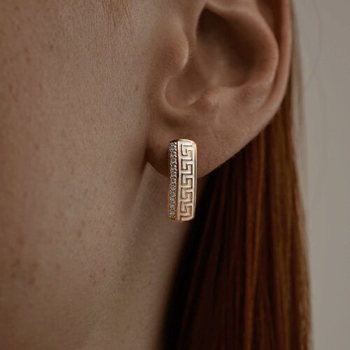 Серьги из золочёного серебра с эмалью с фианитами из серебро — вид 2