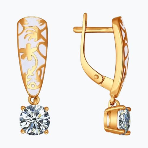 Позолоченные серьги с эмалью и фианитами - видео на модели