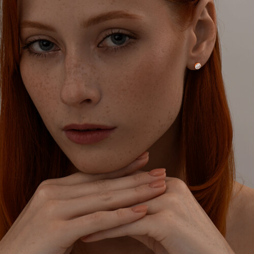 Серьги-пусеты из золочёного серебра с фианитами из серебро — вид 3