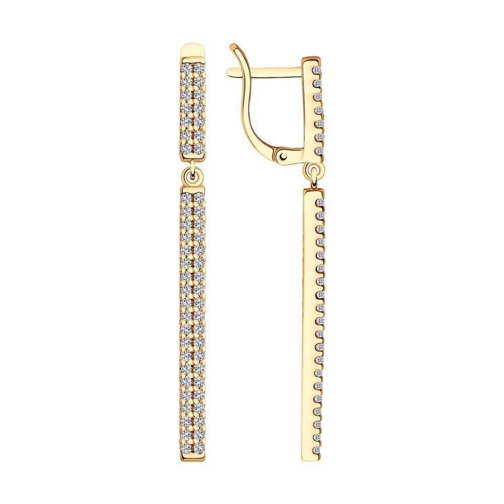 Серьги из золочёного серебра с фианитами