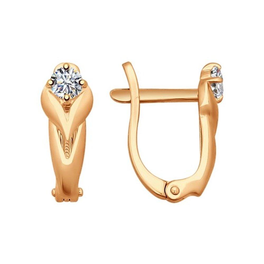 Серьги из золочёного серебра с фианитами - видео на модели