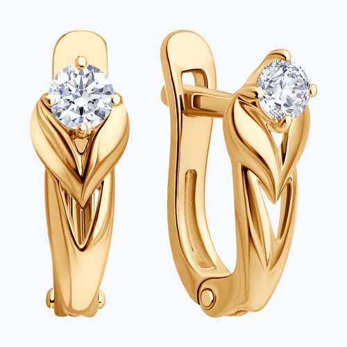 Серьги из золочёного серебра с фианитами из серебро — вид 2