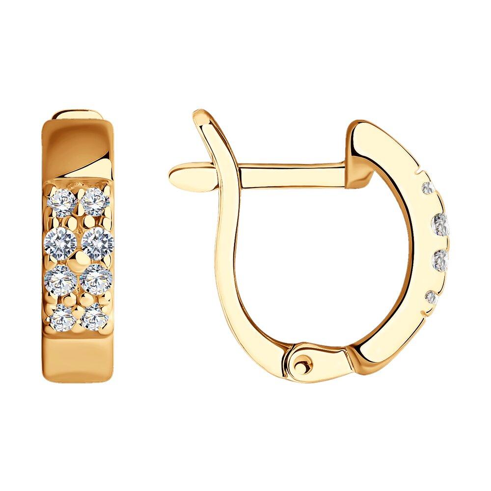 Серьги из золочёного серебра с фианитами - видео на модели