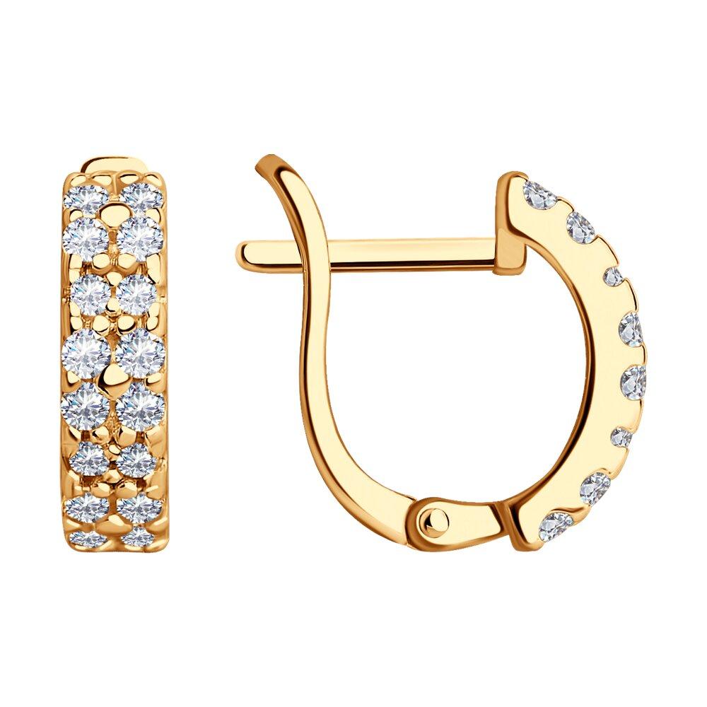 Серьги из золочёного серебра с фианитами - видео на модели