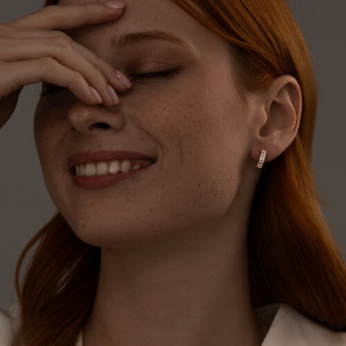 Серьги из золочёного серебра с фианитами из серебро — вид 2