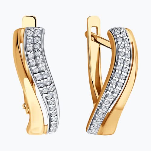 Серьги из золочёного серебра с фианитами из серебро — вид 2