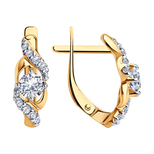 Серьги из золочёного серебра с фианитами из серебро