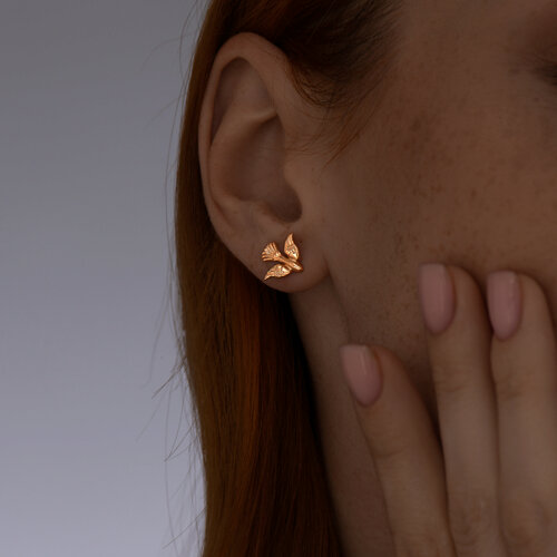 Серьги-пусеты из золочёного серебра из золочение розовое — вид 2