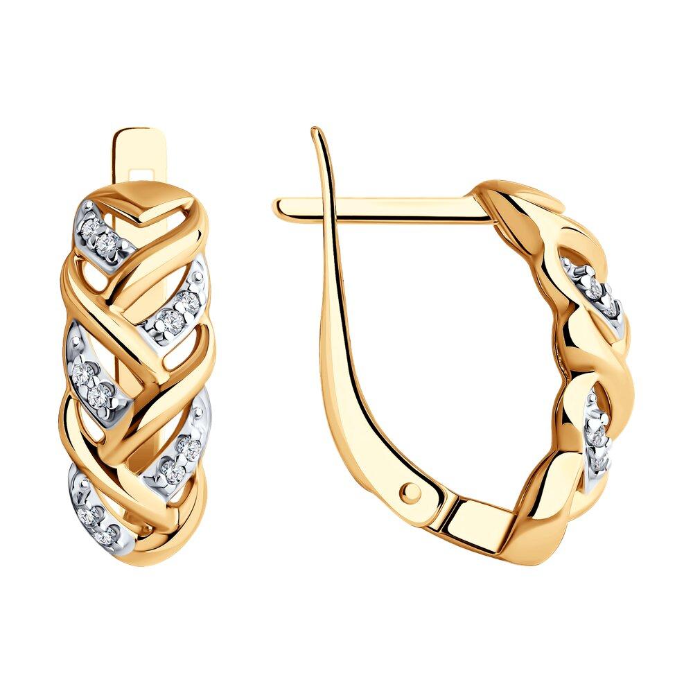 Серьги из золочёного серебра с фианитами - видео на модели