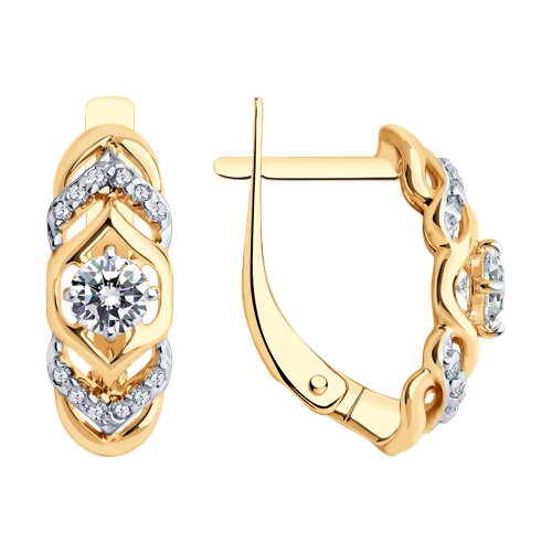 Серьги из золочёного серебра с фианитами