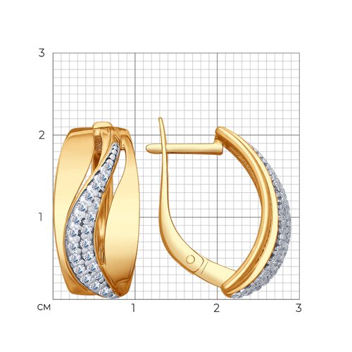 Серьги из золочёного серебра с фианитами из золочение розовое — вид 4