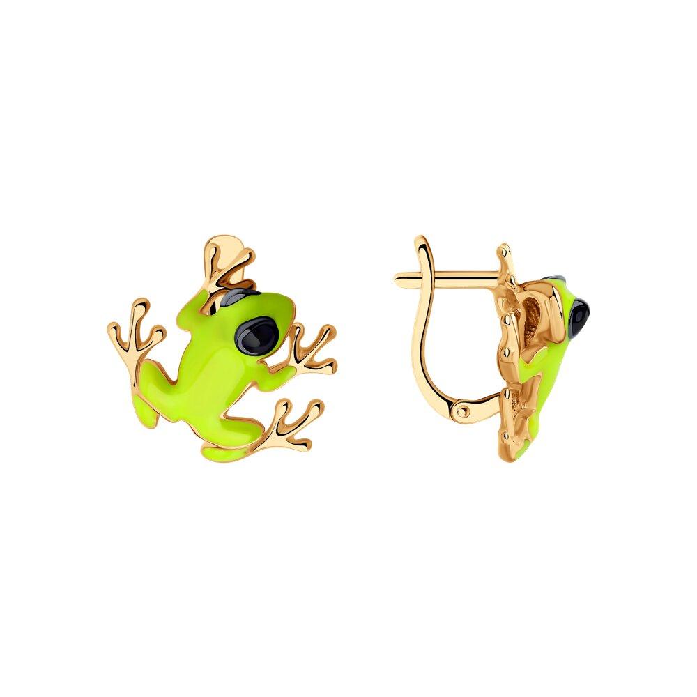 Серьги из золочёного серебра с эмалью - видео на модели