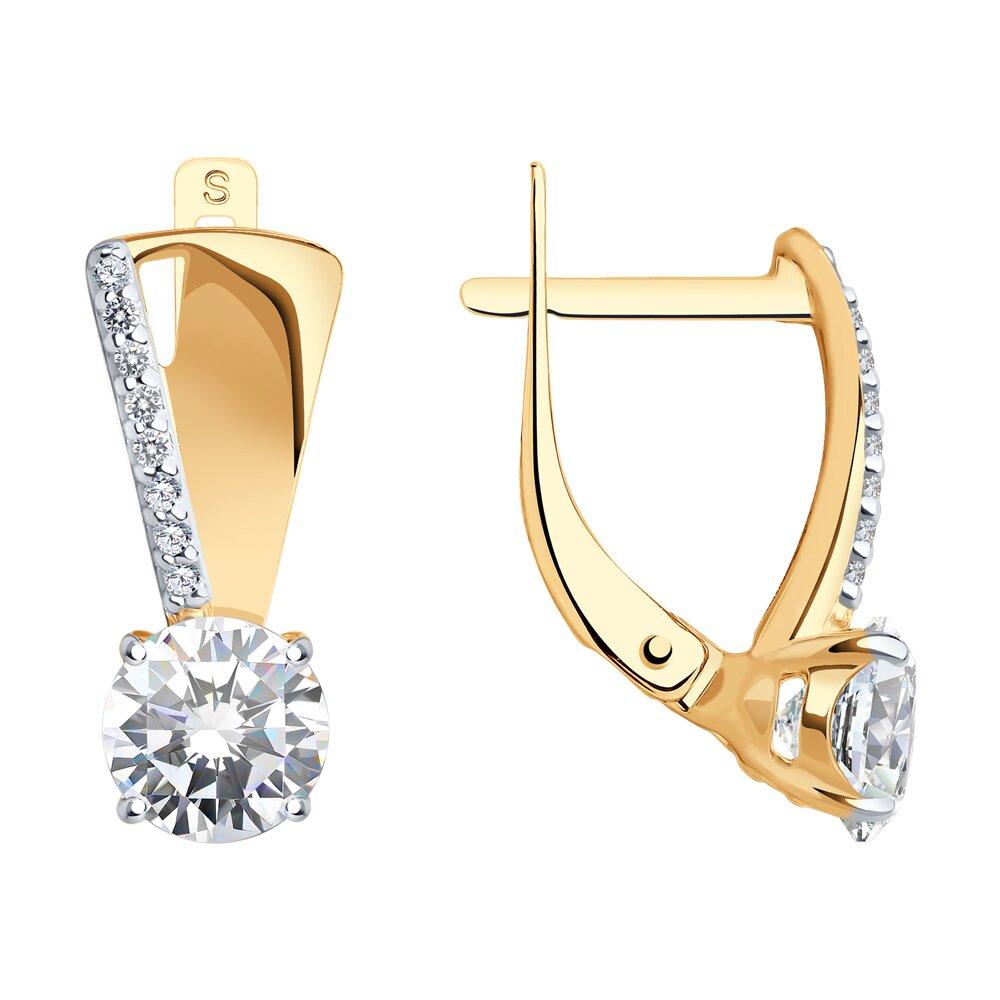 Серьги из золочёного серебра с фианитами - видео на модели