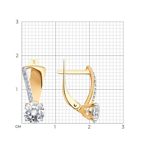 Серьги из золочёного серебра с фианитами из серебро — вид 4