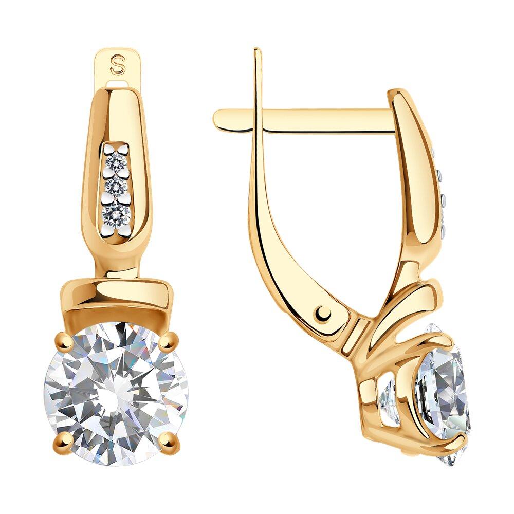 Серьги из золочёного серебра с фианитами