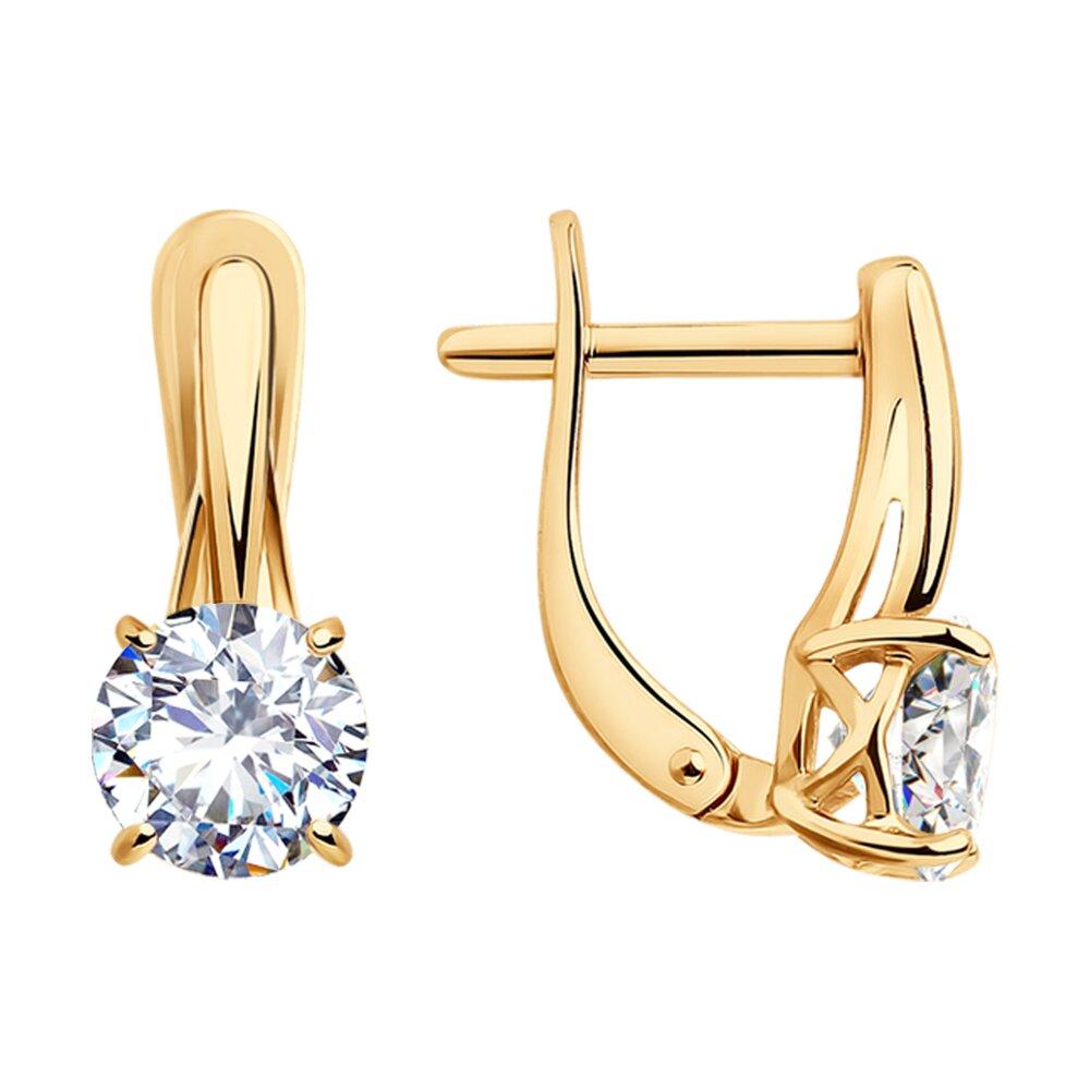 Серьги из золочёного серебра с фианитами - видео на модели