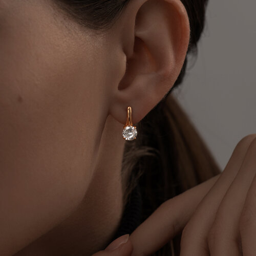 Серьги из золочёного серебра с фианитами из серебро — вид 2