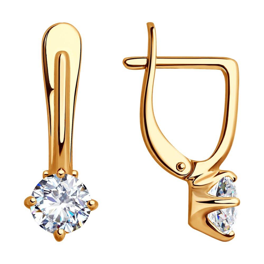 Серьги из золочёного серебра с фианитами - видео на модели