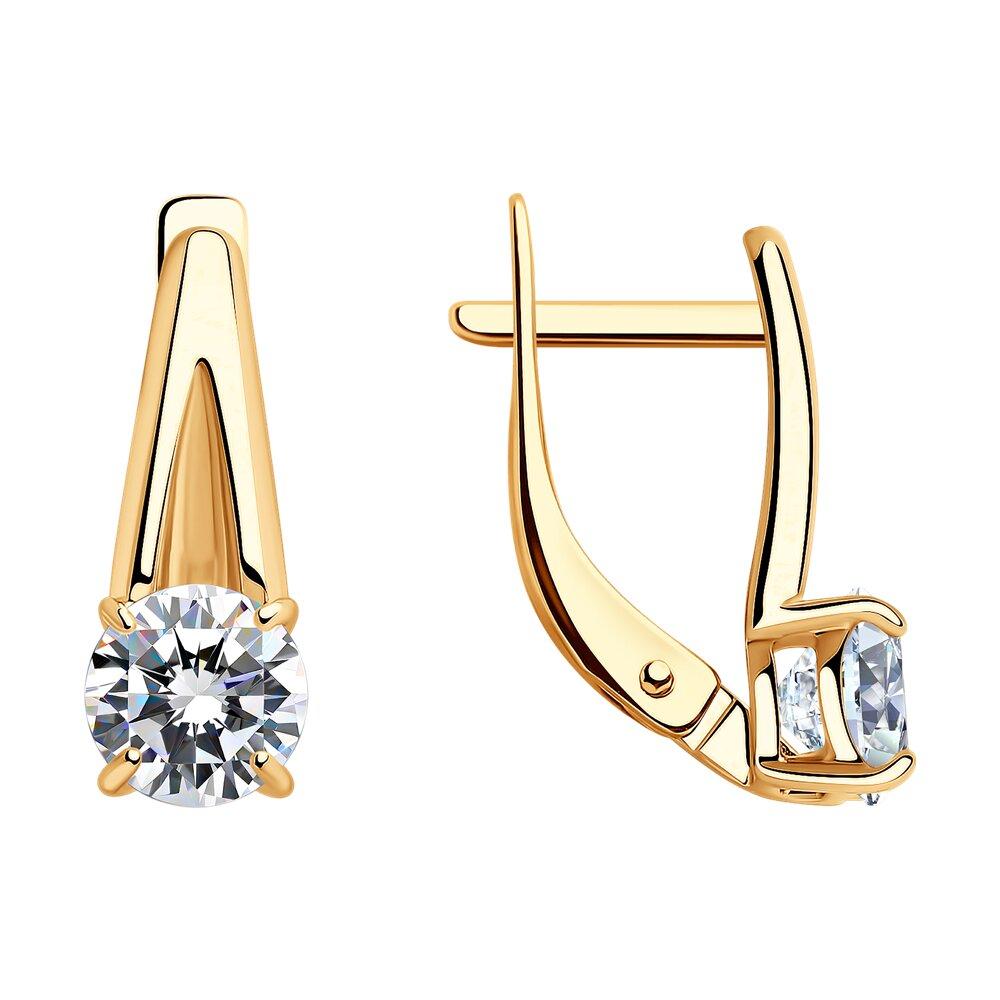 Серьги из золочёного серебра с фианитами - видео на модели