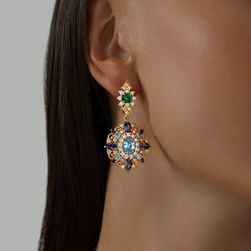 Серьги из золочёного серебра с фианитами из серебро — вид 5