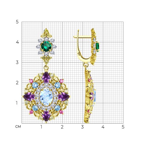 Серьги из золочёного серебра с фианитами из серебро — вид 7