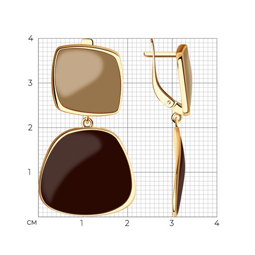 Серьги из золочёного серебра с эмалью из серебро — вид 4