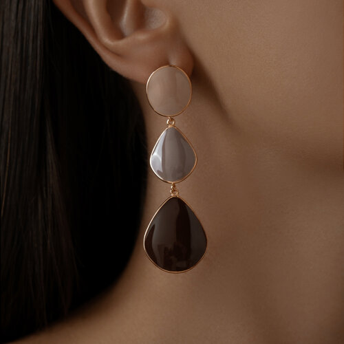 Серьги из золочёного серебра с эмалью из золочение розовое — вид 2