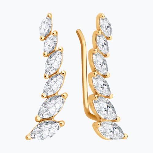 Серьги из золочёного серебра с фианитами из серебро — вид 2