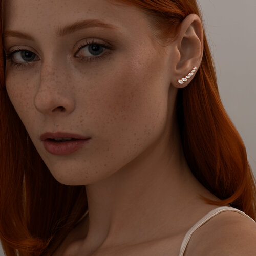 Серьги из золочёного серебра с фианитами из серебро — вид 3