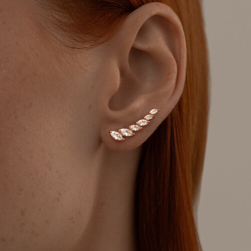 Серьги из золочёного серебра с фианитами из серебро — вид 4