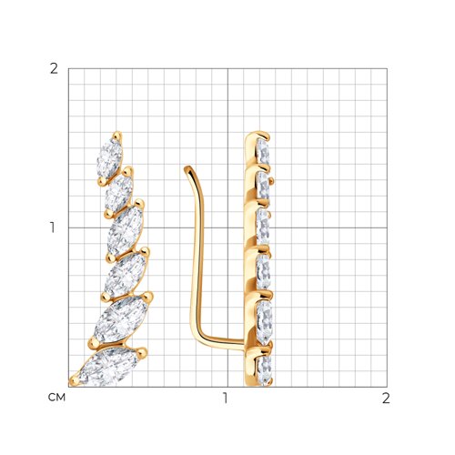 Серьги из золочёного серебра с фианитами из серебро — вид 5