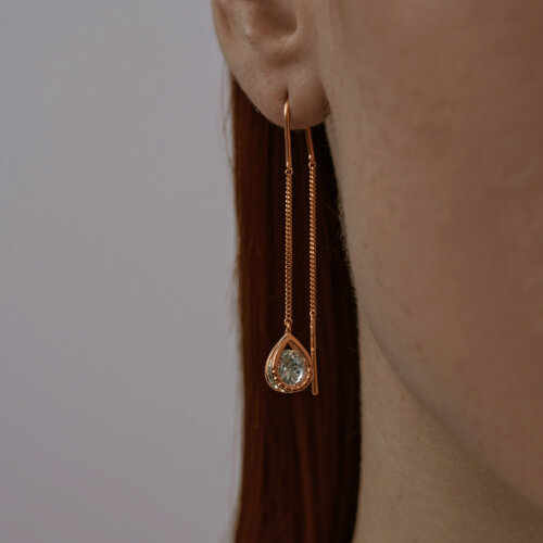 Серьги из золочёного серебра с фианитами из серебро — вид 2