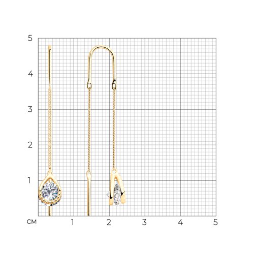 Серьги из золочёного серебра с фианитами из серебро — вид 4