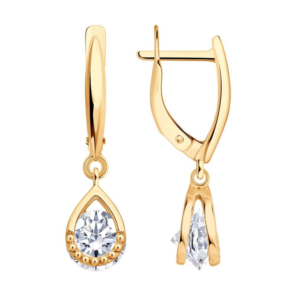 Серьги из золочёного серебра с фианитами - видео на модели