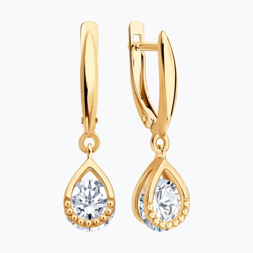 Серьги из золочёного серебра с фианитами из серебро — вид 2