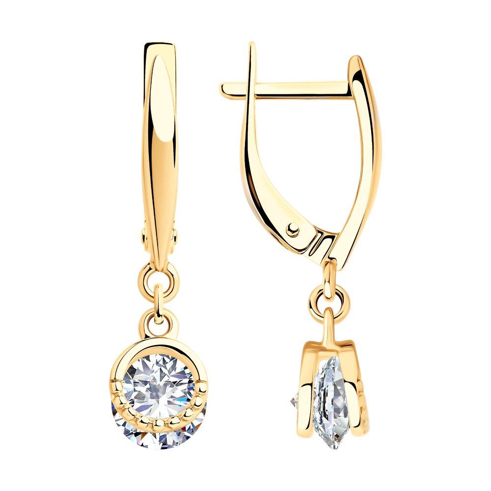 Серьги из золочёного серебра с фианитами - видео на модели