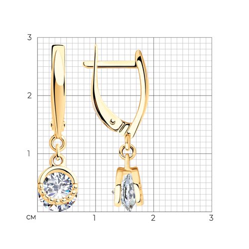 Серьги из золочёного серебра с фианитами из серебро — вид 4