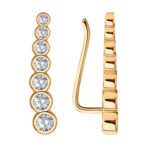 Серьги из золочёного серебра с фианитами - видео на модели